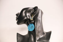 Load image into Gallery viewer, Anna Solomon - Raffia &amp; Kukui Nut Earrings - Coral Design
