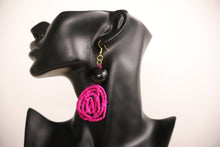 Load image into Gallery viewer, Anna Solomon - Raffia &amp; Kukui Nut Earrings - Coral Design
