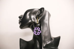 Anna Solomon - Beaded Flower & Kukui Nut Earrings