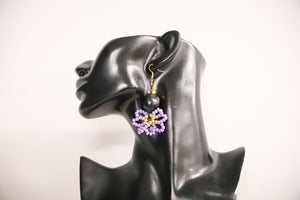 Anna Solomon - Beaded Flower & Kukui Nut Earrings