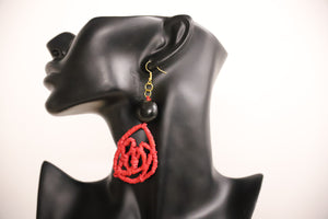 Anna Solomon - Raffia & Kukui Nut Earrings - Coral Design