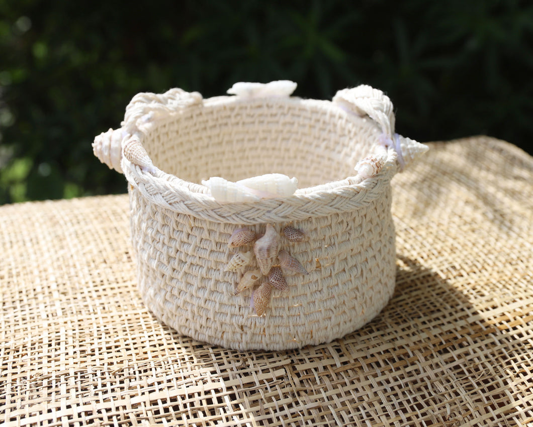 Nancy Nona - Twine Woven Basket with Shells