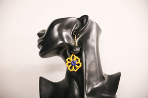 Anna Solomon - Beaded Flower & Kukui Nut Earrings