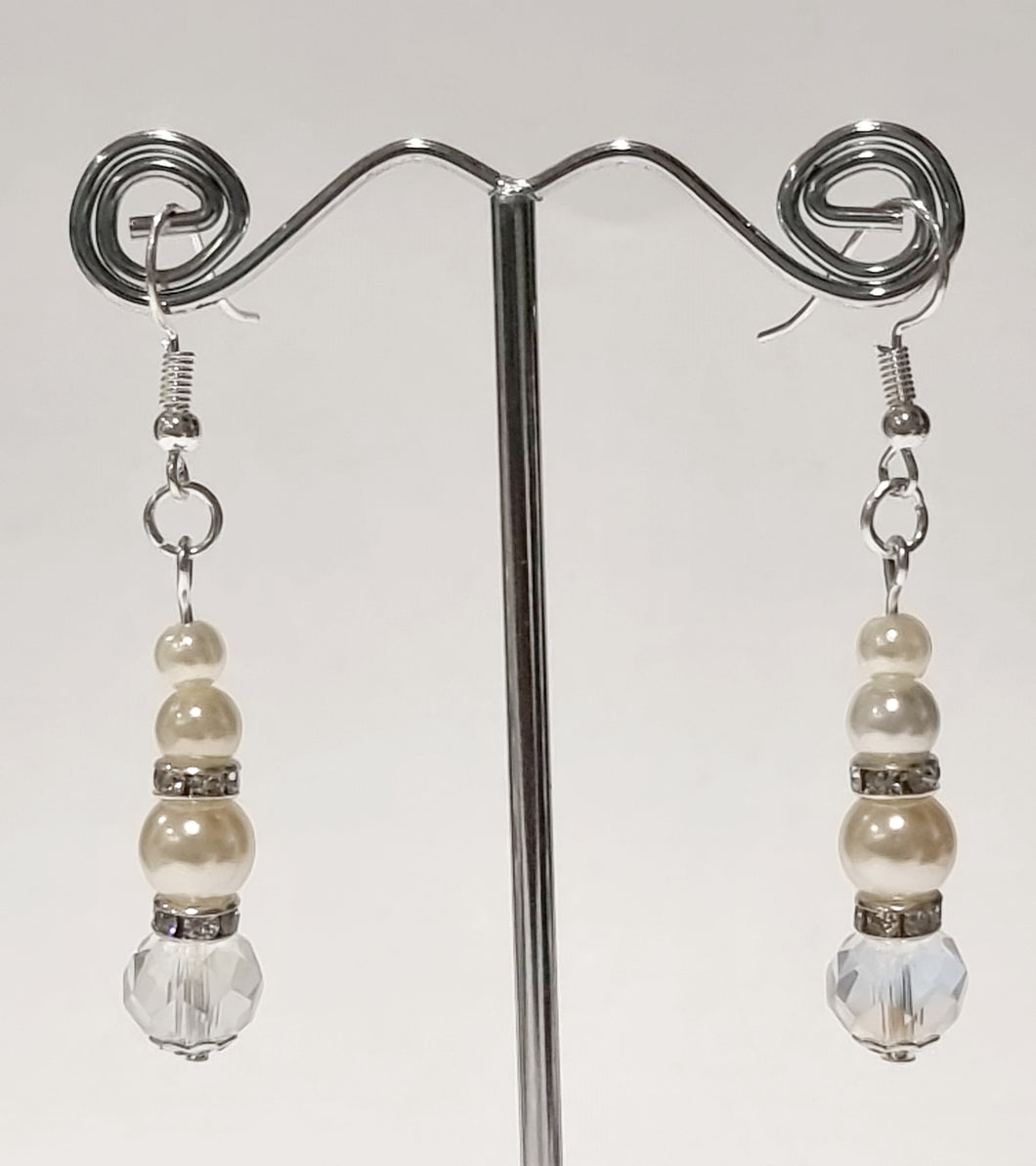 Frances Visini - Earring Pearl & Crystal (4 pieces)